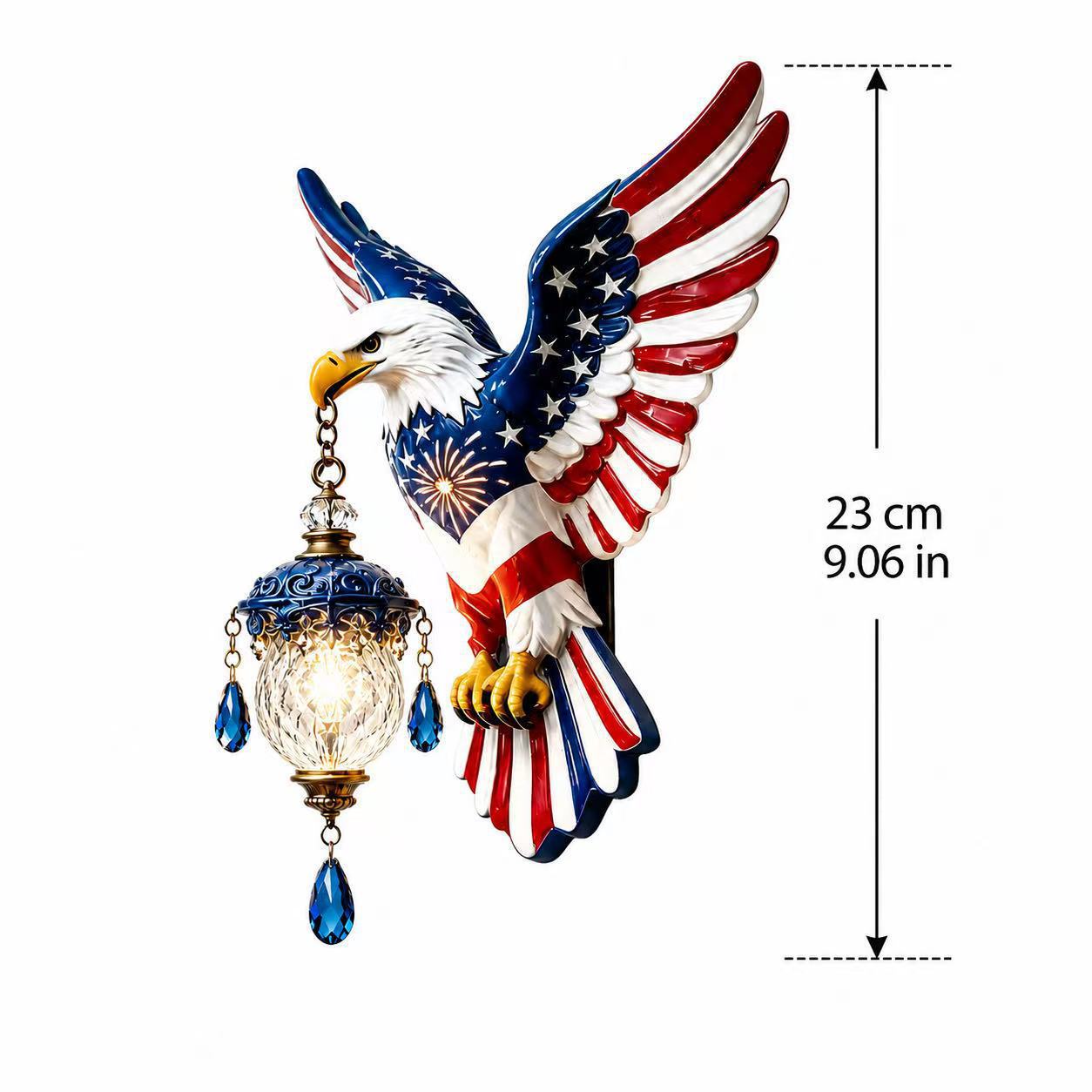 🦅American Freedom Eagle Pendant Wall Light – Vintage Patriotic Resin Sculpture Lamp with Crystal Accents (Unique Gift for Patriots)