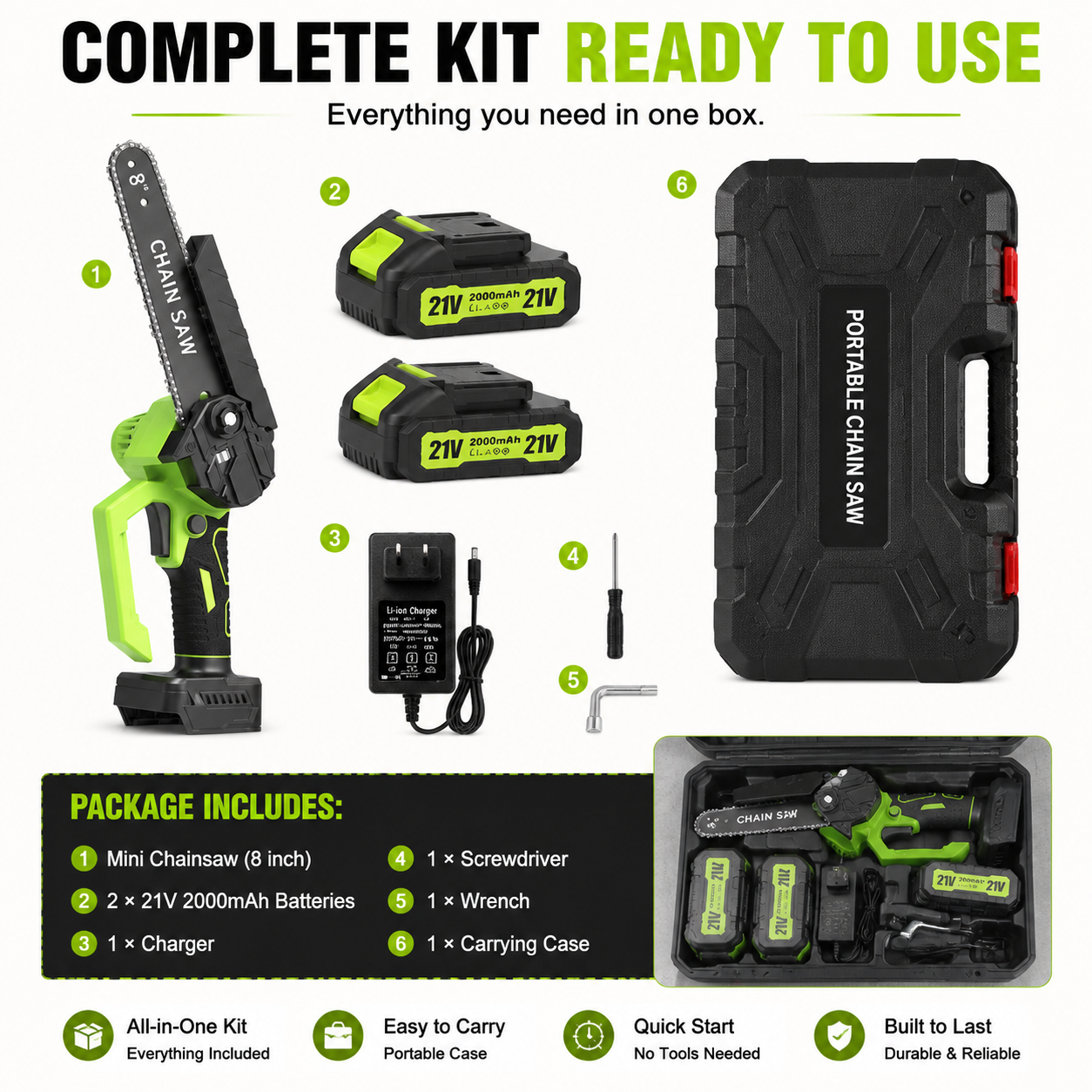 Mini Chainsaw 🔋 8-Inch Portable Electric Chainsaw for Tree Trimming & DIY URL Handle