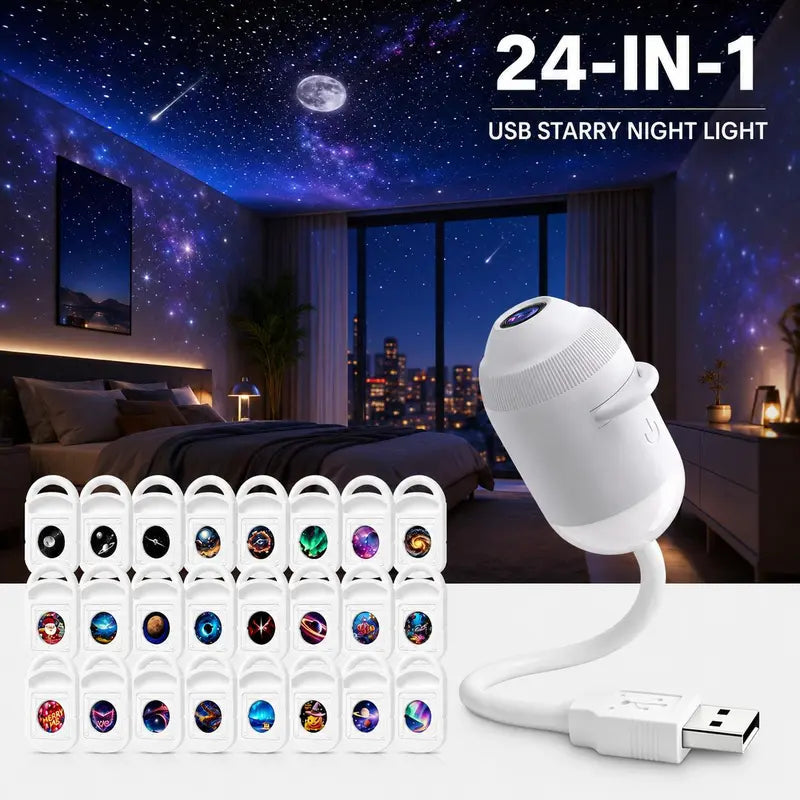 🎁Hot Sale 50% OFF🔥USB Star Projector Lamp, Galaxy Projection & Bedside Night Light🌌