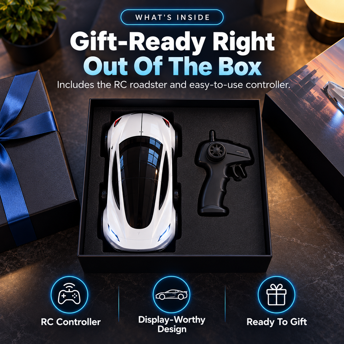 π Futuristic Hover-Effect RC Roadster β Blue Light Action