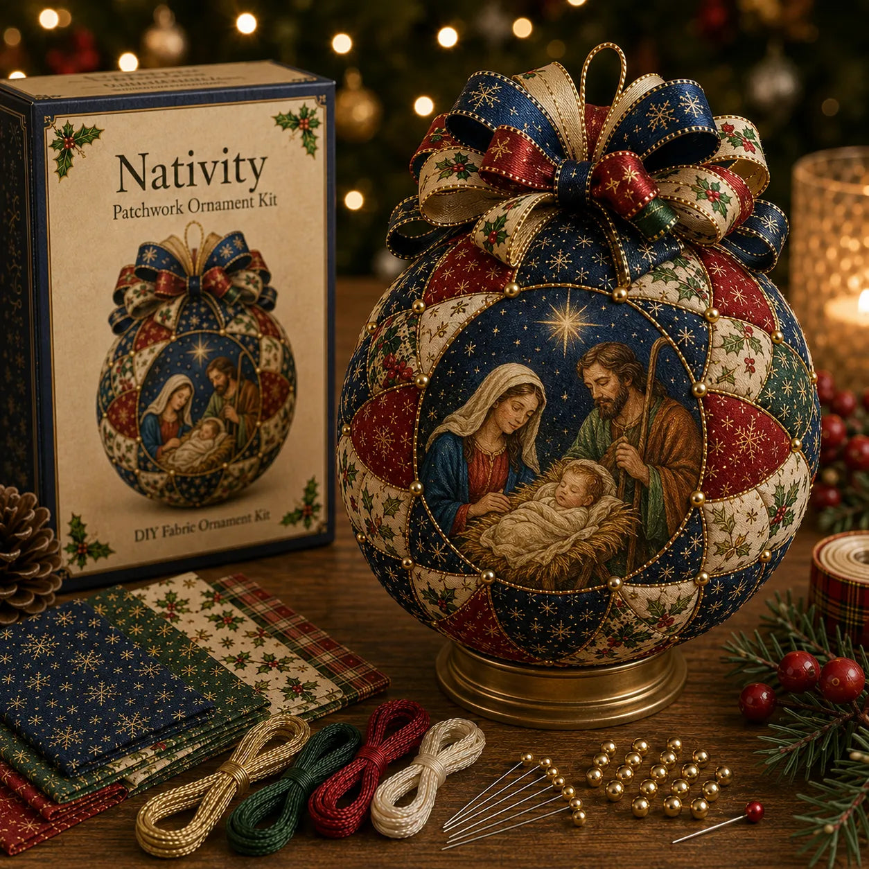 ❤️Beginner-Friendly🎄Christmas Classics Patchwork Ornament DIY Kit
