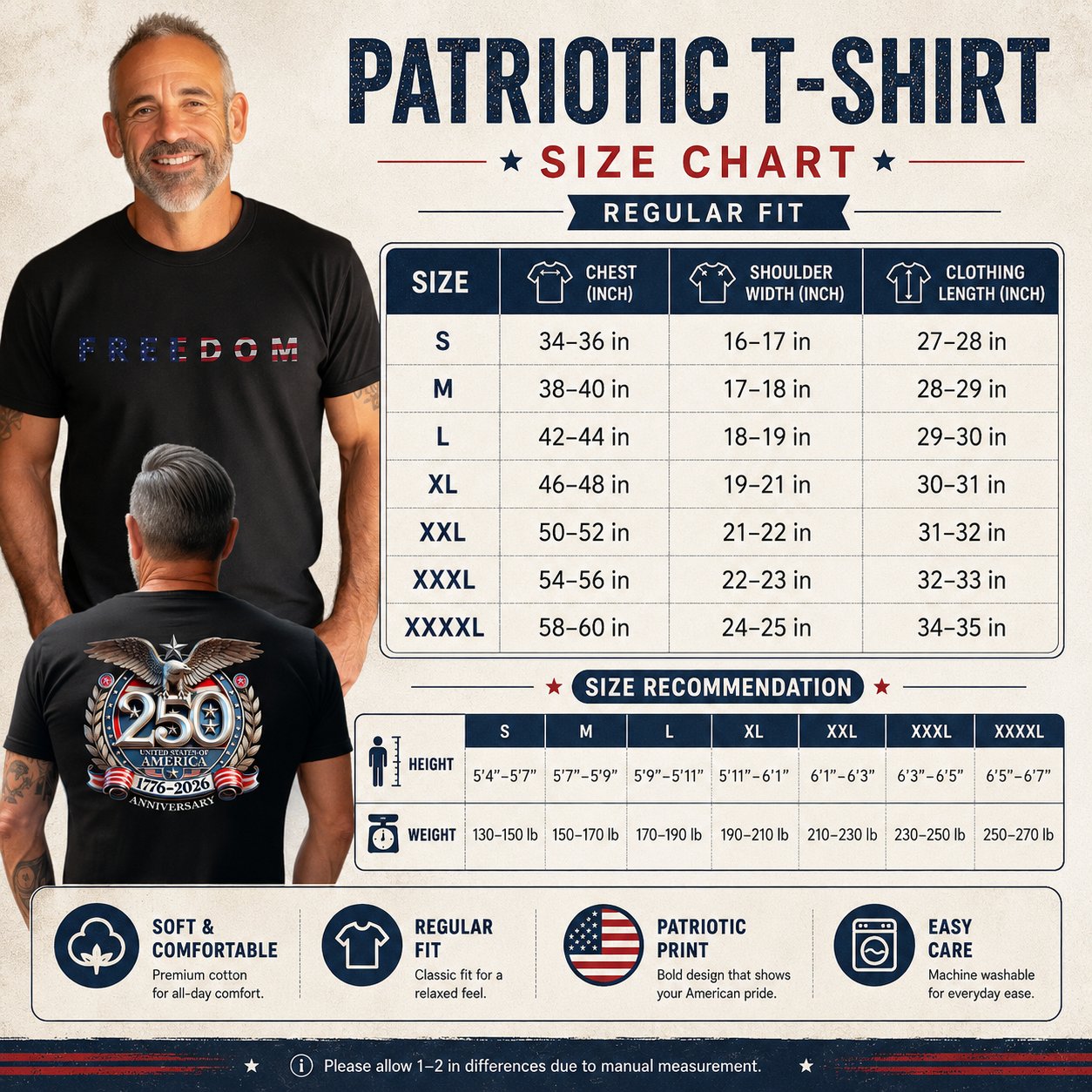 Freedom 250th Tee πΊπΈ | Celebrate 1776β2026 in Style π