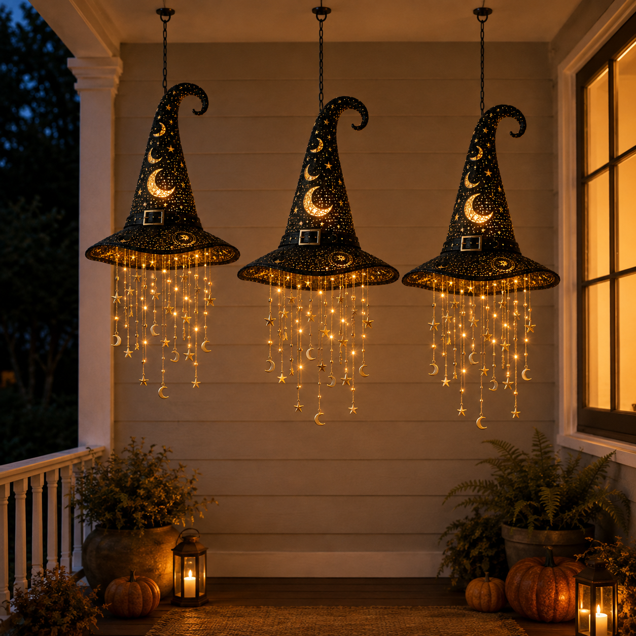 Lighted Witch Hat Hanging Chime