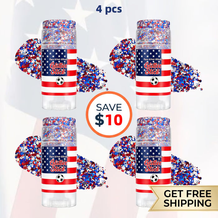 🇺🇸 Patriotic-Themed Body Glitter Sticks Waterproof Red, White & Blue Face & Hair Glitter for Parties, Celebrations & Game Day Looks ✨🎆