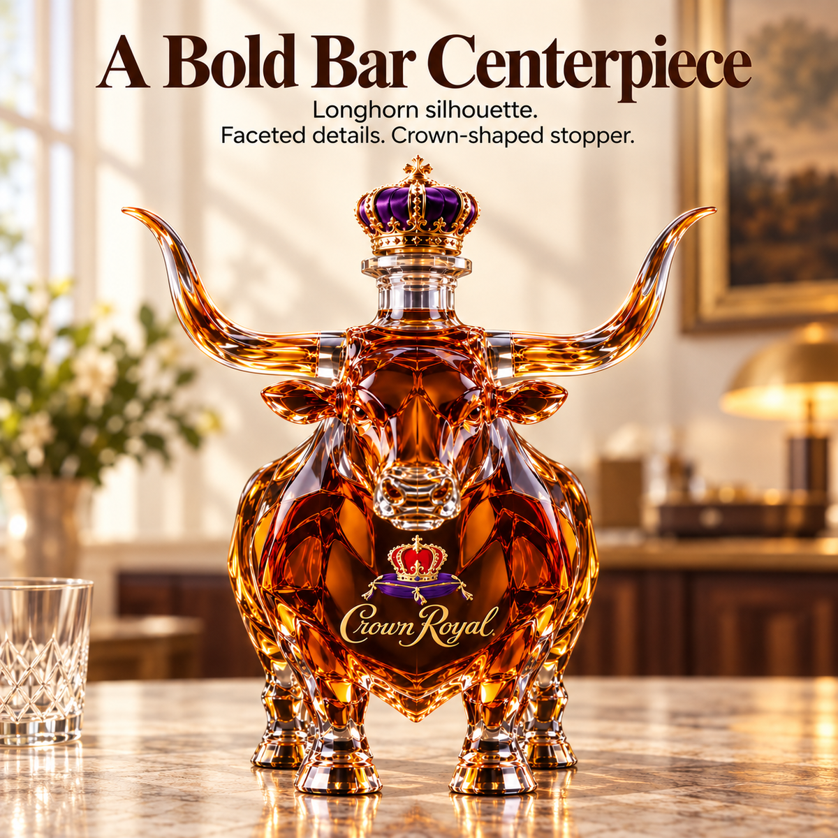 ๐ Texas Longhorn Collectorโs Bottle ๐ Sculpted Display & Gift Box