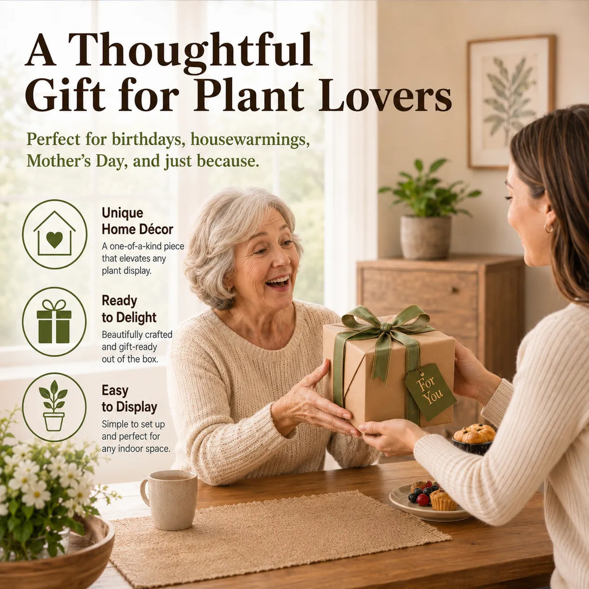 πΏπͺ΄ Tree Root Planter β Sculptural Tabletop Plant Holder with Nature-Inspired Design
