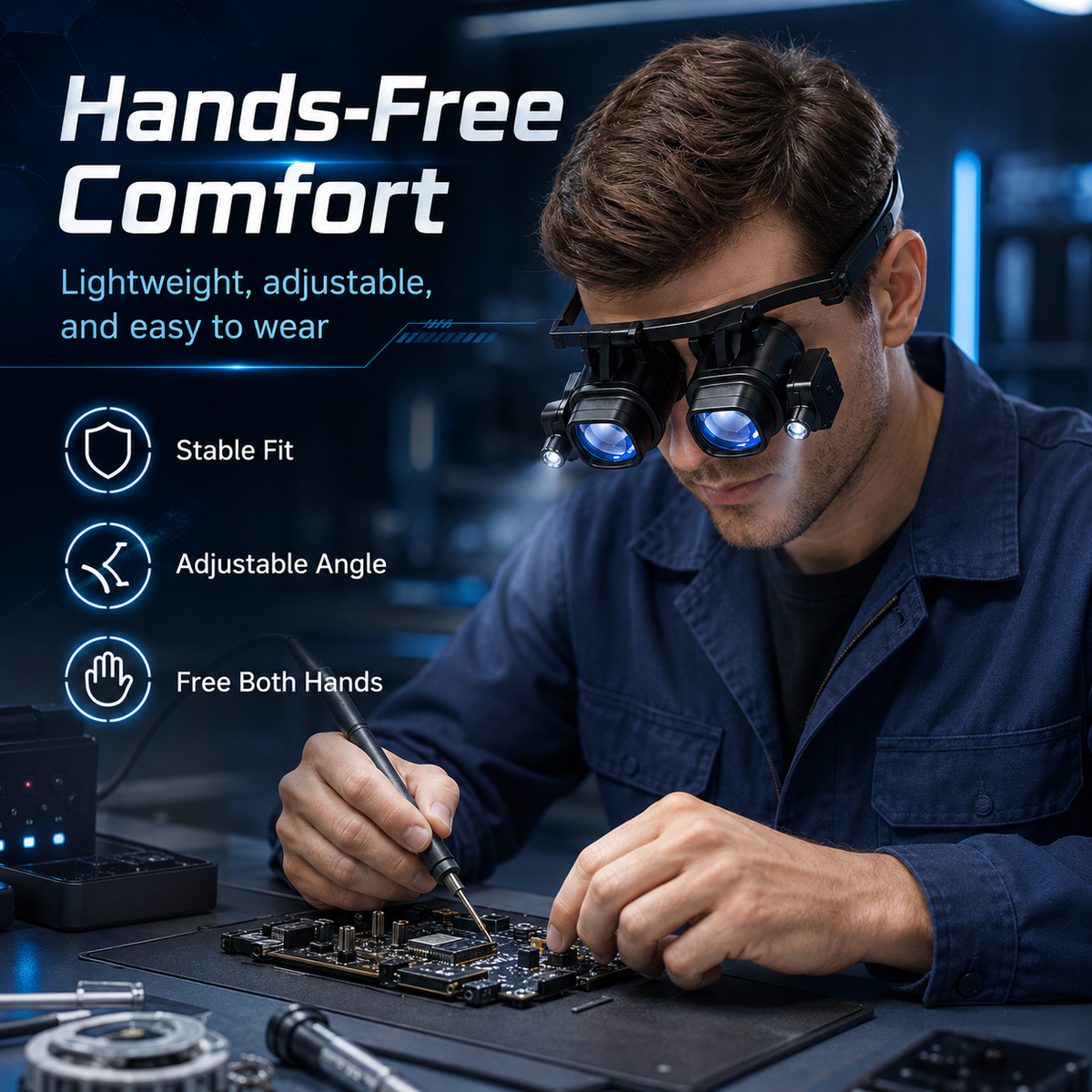 π LED Head-Mounted Magnifying Glasses β Hands-Free Magnifier for Precision Work