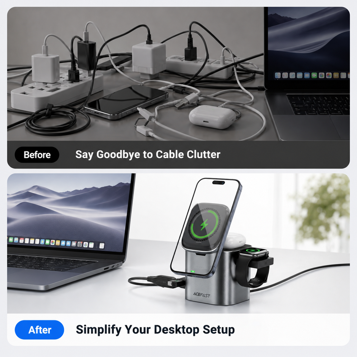 ⚡ 6-in-1 100W GaN Charging Station – 25W Qi2 Magnetic Charger & Retractable USB-C Cable