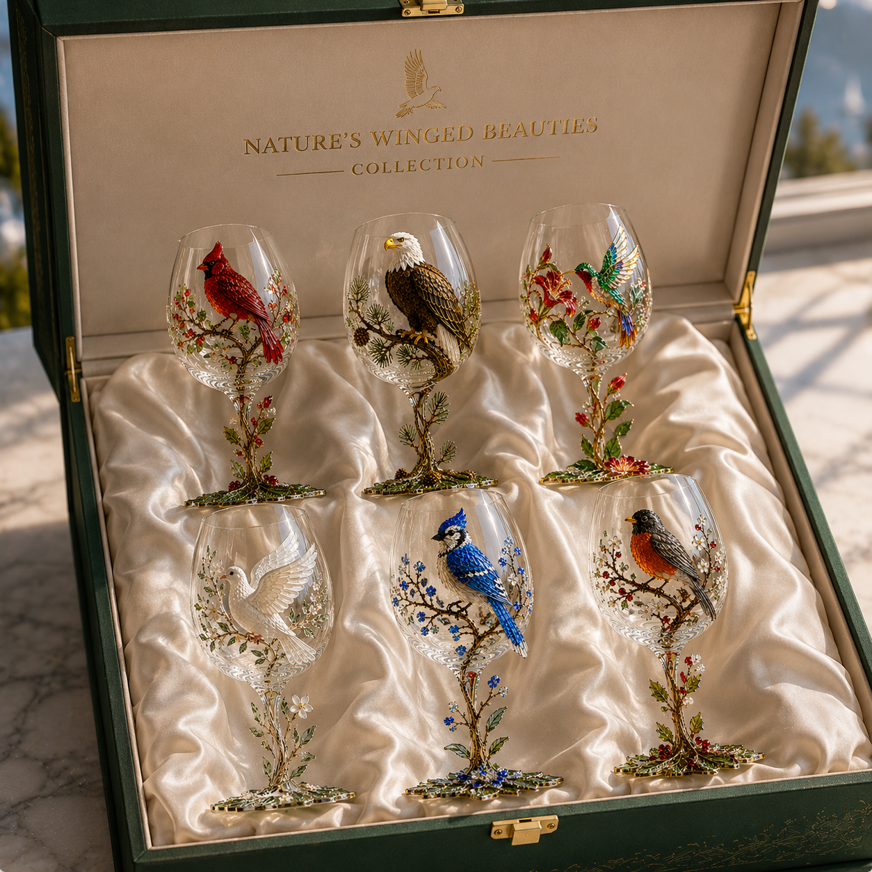 🐦 Nature’s Winged Beauties – 3D Bird Wine Glass Collection