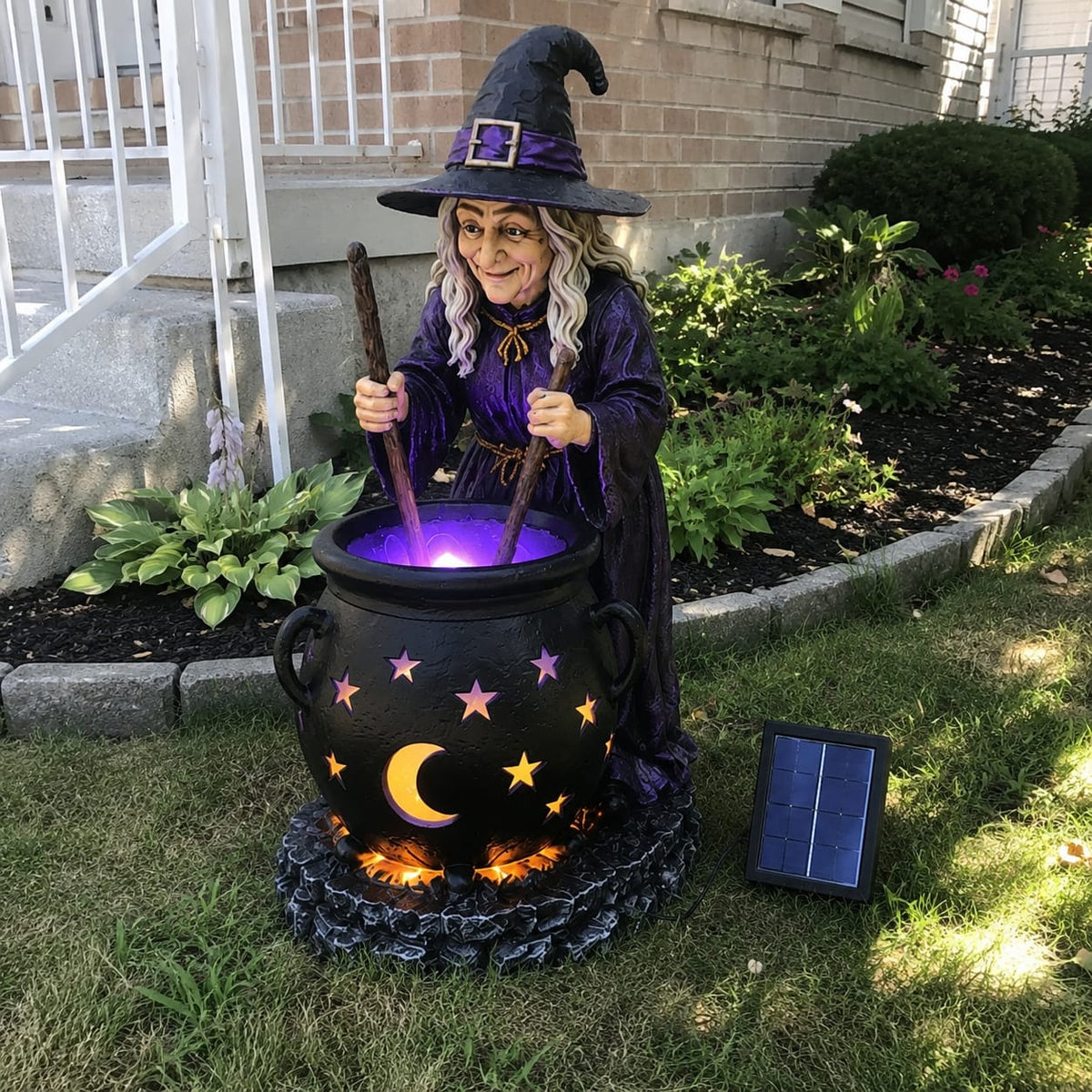 🧙♀️Halloween Witch Glowing Cauldron Solar Light