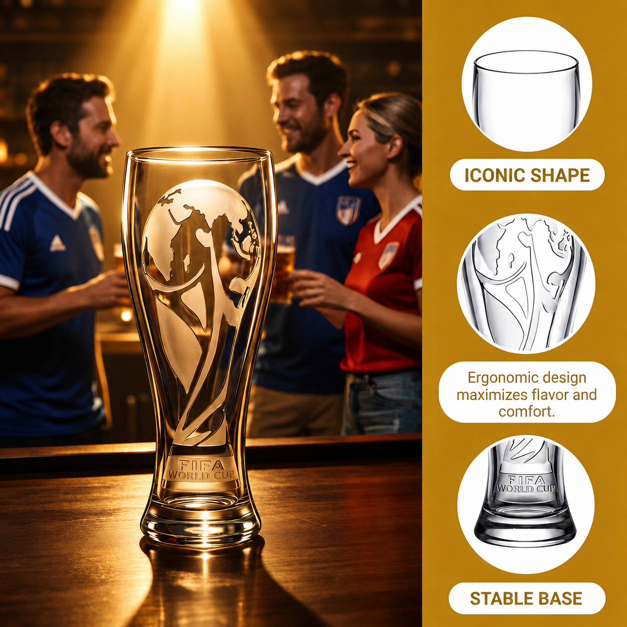 🏆 Limited Edition Soccer Trophy Crystal Glass Gift Set with Gold Bottle Opener