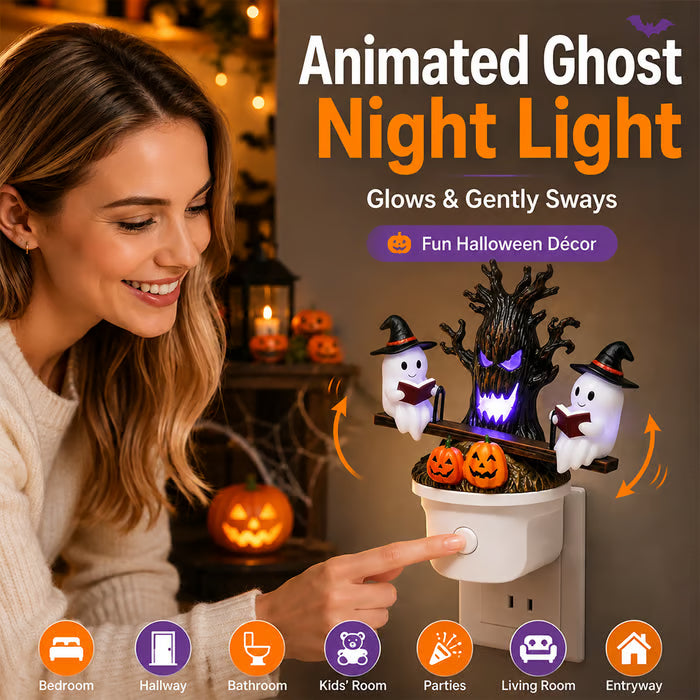 👻 Animated Seesaw Ghost Night Light Spooky-cute Halloween décor with glowing motion — perfect for cozy seasonal ambiance 🎃✨