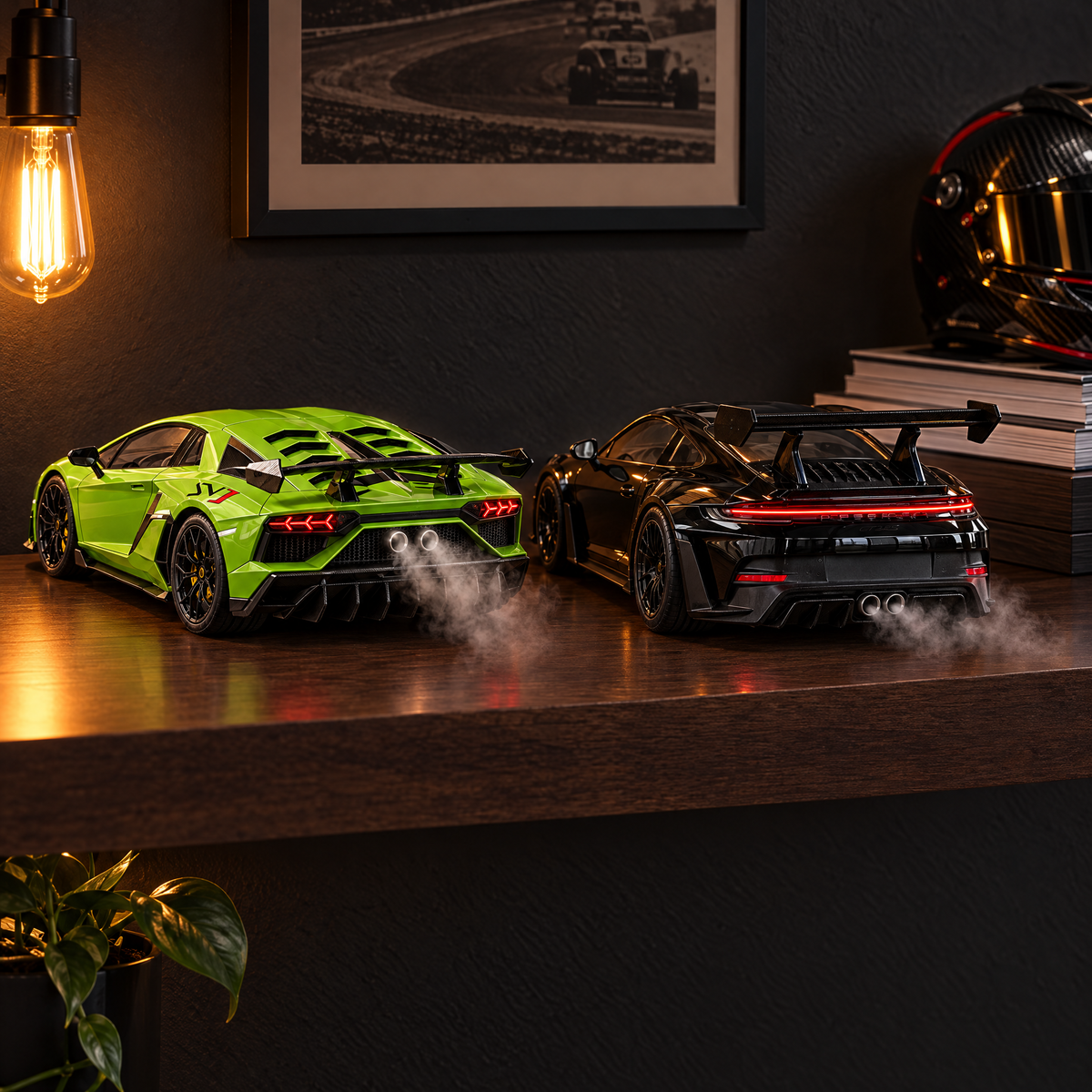 ๐๏ธ๐จ Track-Inspired Sports Car Display Model โ Exhaust Mist Effect Collector Decor!!!