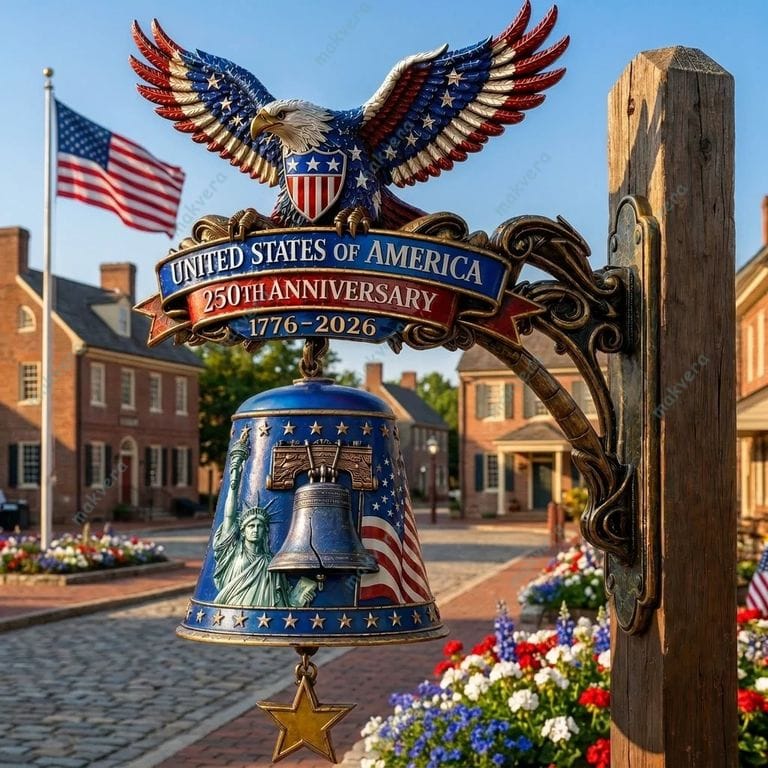 š
USA 250th Anniversary Patriotic Wall Bell: 1776-2026 "Spirit of Liberty" Eagleš