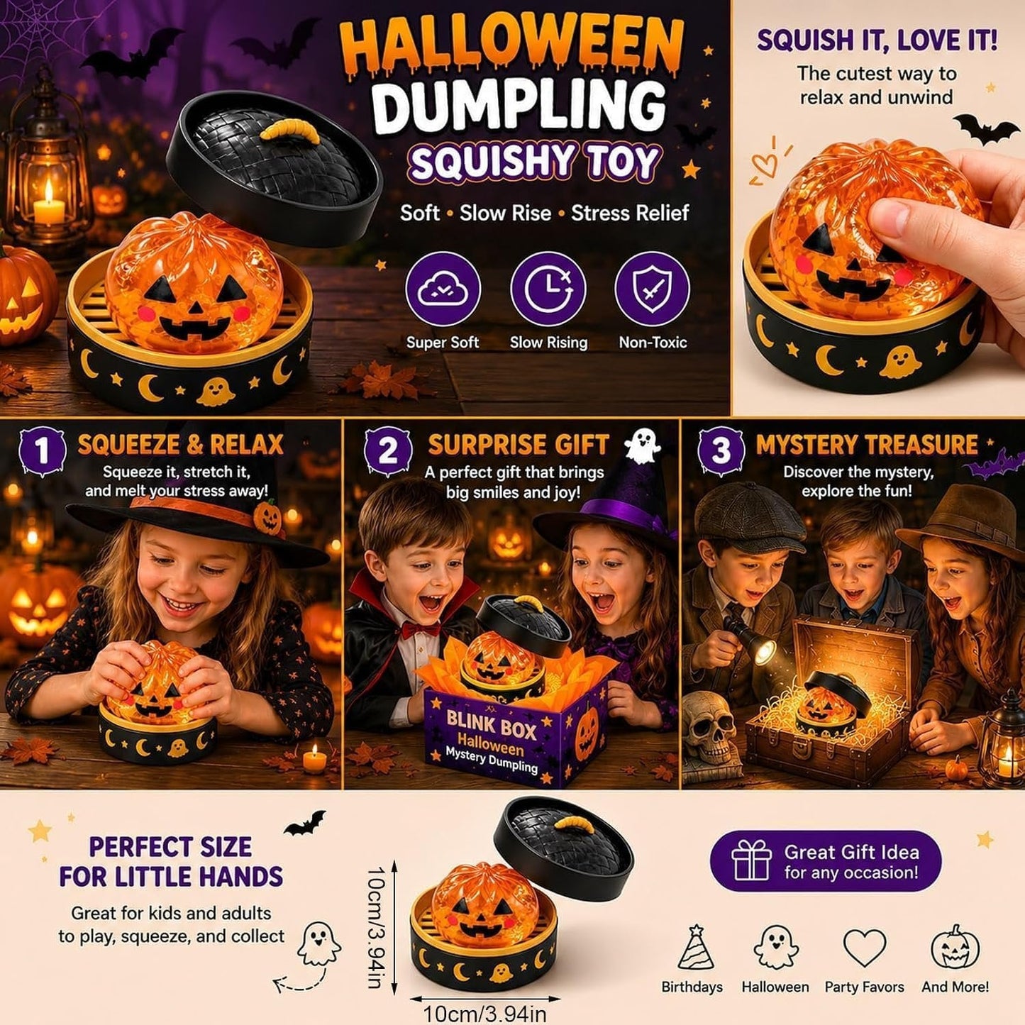 🎃 Halloween Early Bird Sale 50% Off 🐣 Cute Halloween Scary Ghost Maruko Squeeze Toy Set