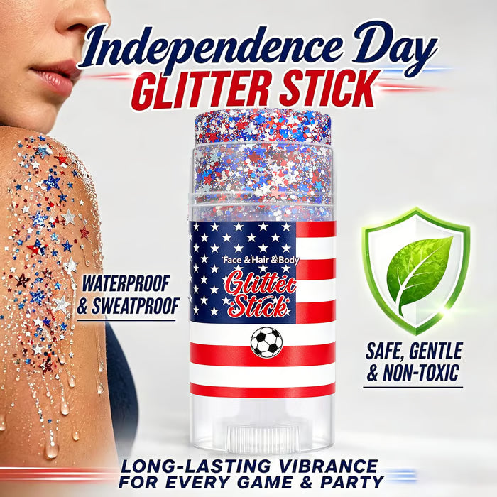 🇺🇸 Patriotic-Themed Body Glitter Sticks Waterproof Red, White & Blue Face & Hair Glitter for Parties, Celebrations & Game Day Looks ✨🎆