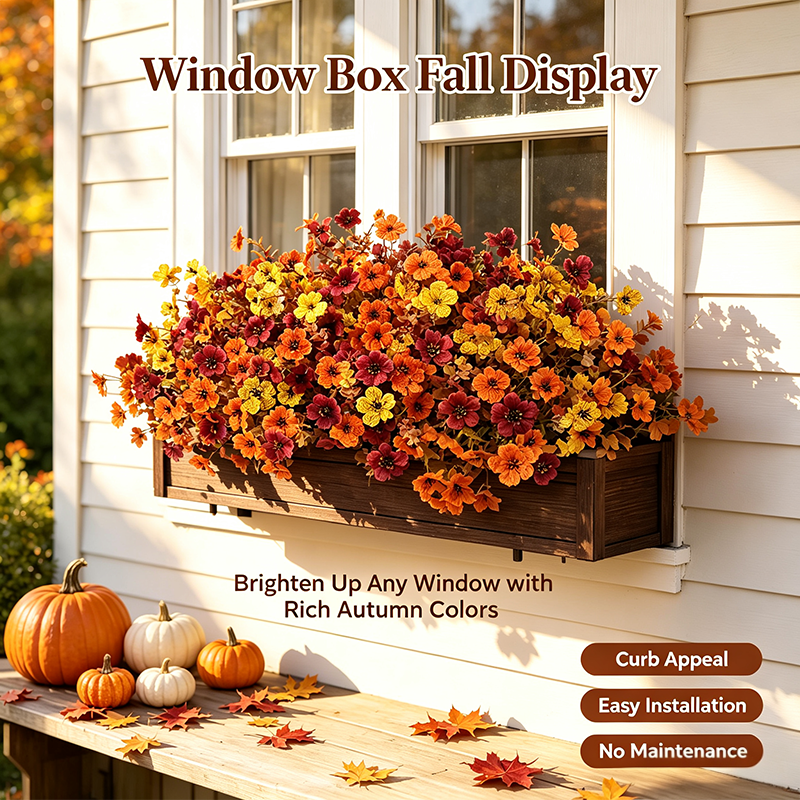 🍂Fall Artificial Flower Halloween 12pcs, UV Resistant Colorful Fake Flower🍂