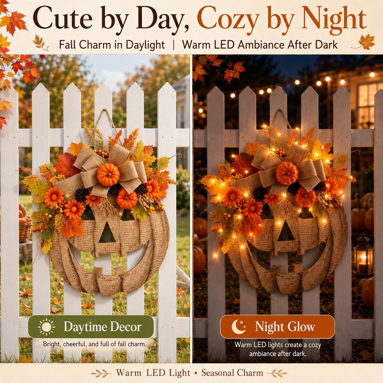 👻50% OFF TODAY🎃 Lighted Burlap Pumpkin Wreath🕯️