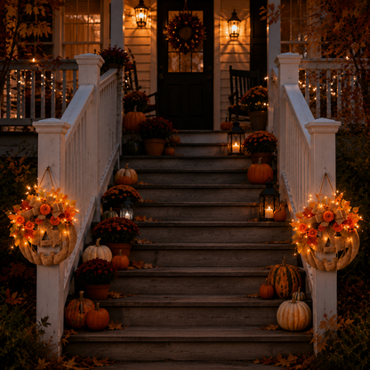 👻50% OFF TODAY🎃 Lighted Burlap Pumpkin Wreath🕯️