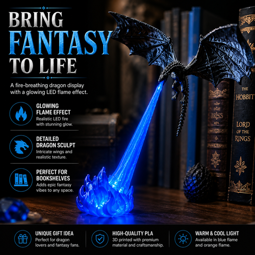 📚🐉 3D Dragon LED Book Nook Light 🔥 Magical Fantasy Shelf Decor