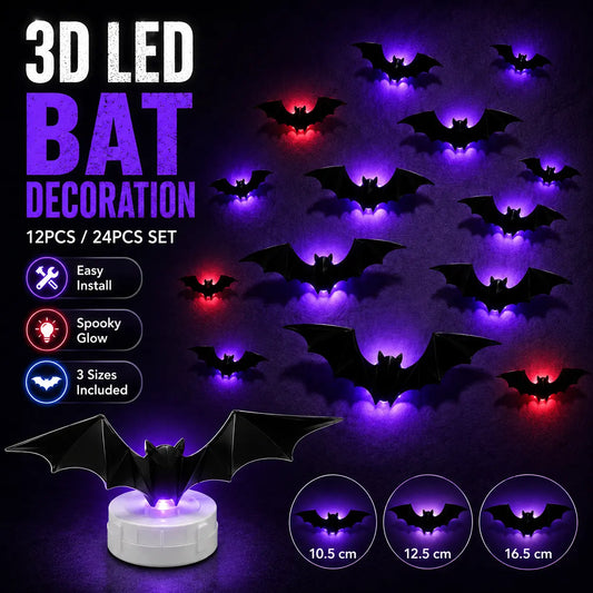 🔥 BEST SELLER | 3D LED Bat Wall Decorations – Light-Up Halloween Decor