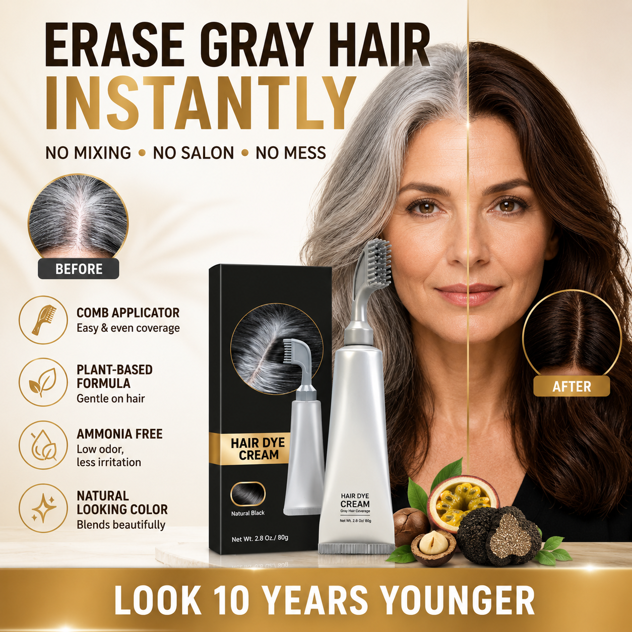 🔥 Hot Sale 55% OFF🎁 Instant Gray Coverage Hair Dye Comb for Men & Women