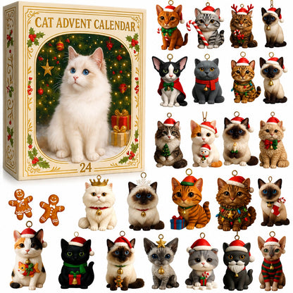 Advent Calendar 2026 Cat Advent Calendar Gift for Adults Friends Cat Owners and Lovers Christmas Holiday Countdown Gift 24 Designs Cats Charm Christmas Tree Ornament