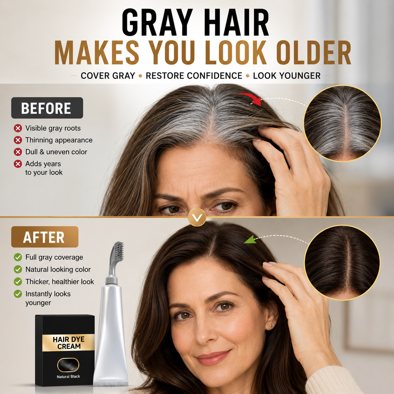 🔥 Hot Sale 55% OFF🎁 Instant Gray Coverage Hair Dye Comb for Men & Women