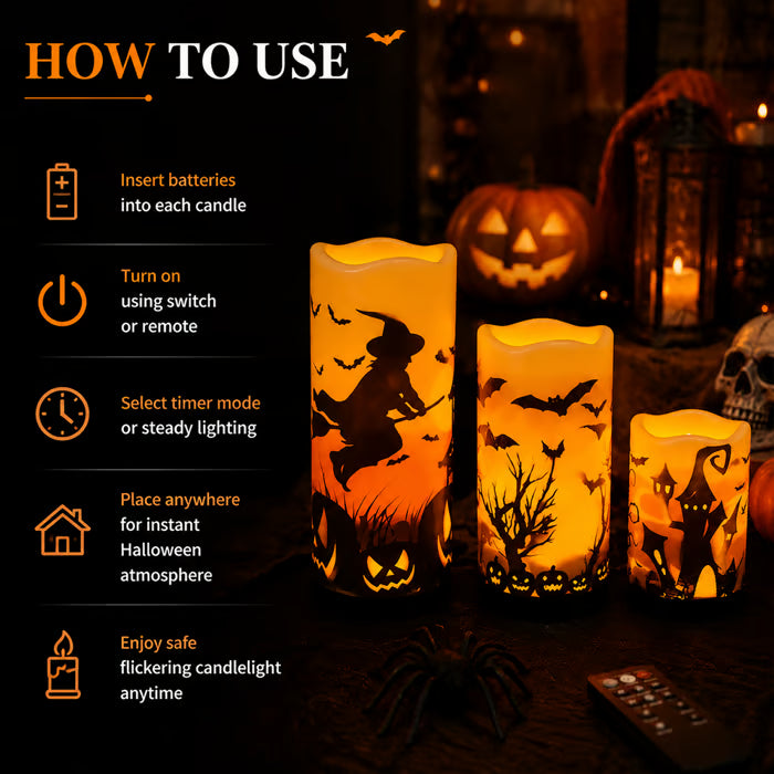 🎃 Halloween Flameless Flickering LED Candles