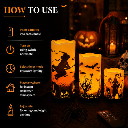 🎃 Halloween Flameless Flickering LED Candles