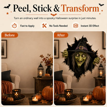 🎃 Halloween 3D Break-In Wall Decals – Realistic Spooky Wall & Window Stickers (Easy Peel & Stick)