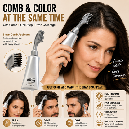 🔥 Hot Sale 55% OFF🎁 Instant Gray Coverage Hair Dye Comb for Men & Women