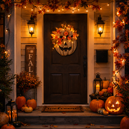 👻50% OFF TODAY🎃 Lighted Burlap Pumpkin Wreath🕯️
