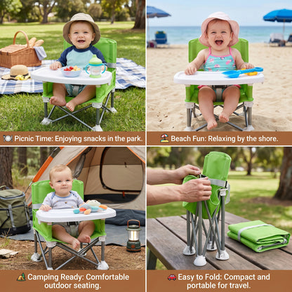 🔥 50% OFF Today – Foldable Baby Camping Chair with Tray for On the Go