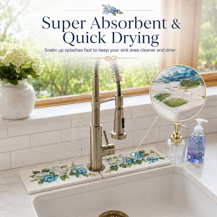 Floral Diatomite Sink Drying Mat