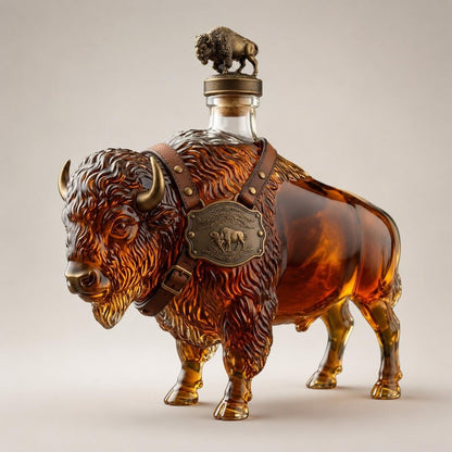 🐃 Bison Whiskey Decanter – 500ml Glass Buffalo Liquor Bottle & Bar Decor 🥃
