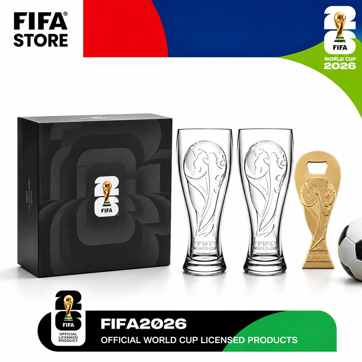 🏆 Limited Edition Soccer Trophy Crystal Glass Gift Set with Gold Bottle Opener