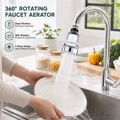 🔥 HOT SALE💦360° Rotating Faucet Filter – 6-Layer Filtration with 3 Water Modes & 10 Filters