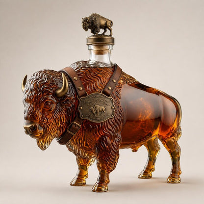 🐃 Bison Whiskey Decanter – 500ml Glass Buffalo Liquor Bottle & Bar Decor 🥃
