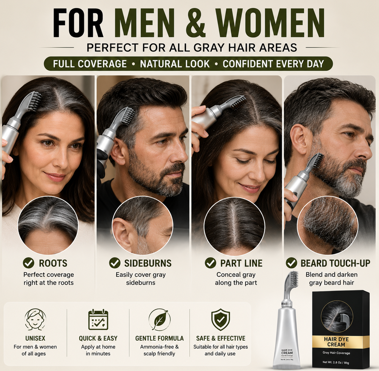 🔥 Hot Sale 55% OFF🎁 Instant Gray Coverage Hair Dye Comb for Men & Women