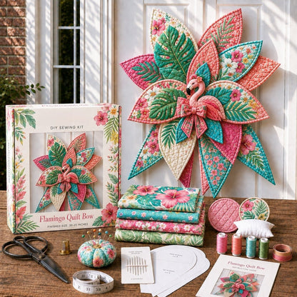 🔥HOT SALE 50% OFF 🎀 Beginner-Friendly Oversized Quilted Bow Sewing Kit | Coordinated Printed Fabrics, Batting, Pre-Designed Templates & Complete Supplies for a Full 23–25 in 3D Statement Bow ✨