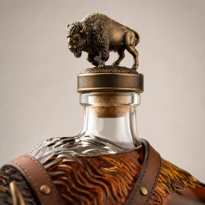 🐃 Bison Whiskey Decanter – 500ml Glass Buffalo Liquor Bottle & Bar Decor 🥃