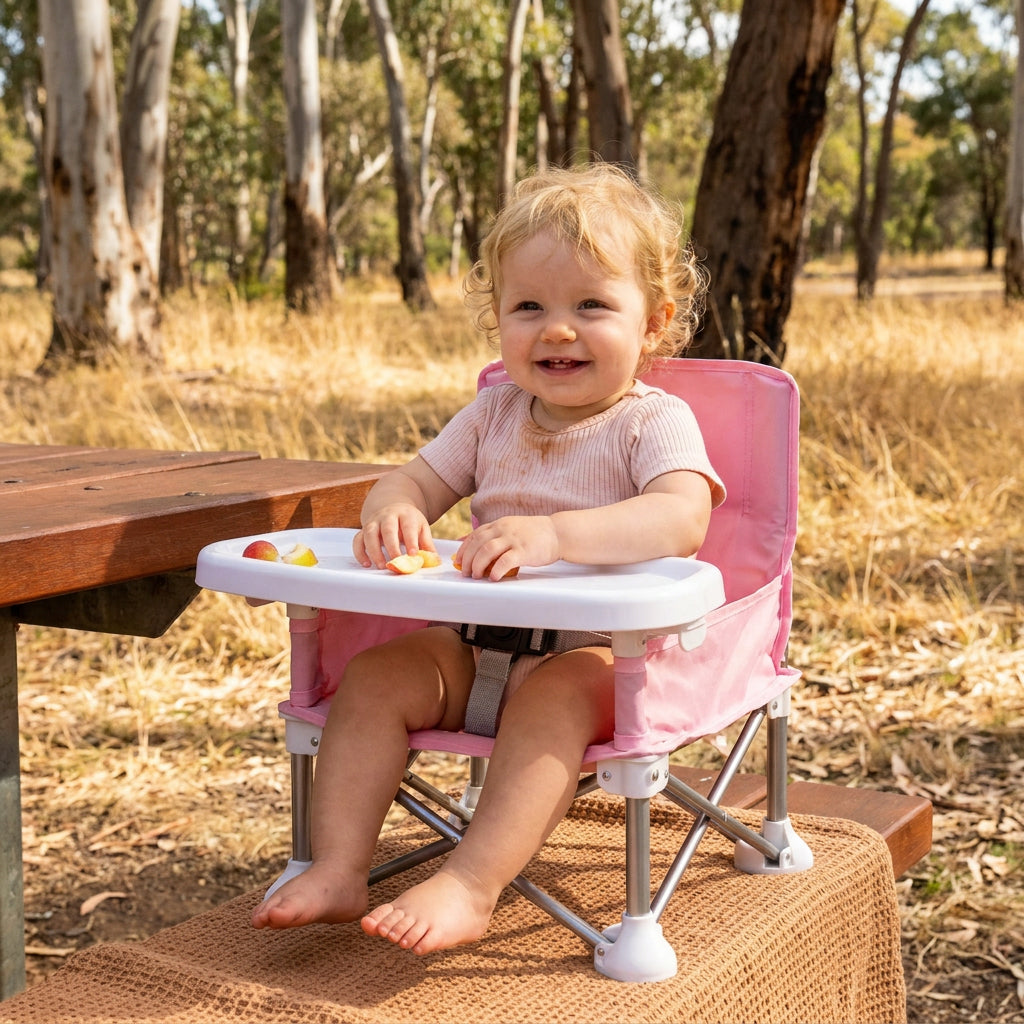 🔥 50% OFF Today – Foldable Baby Camping Chair with Tray for On the Go