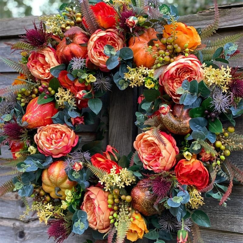 🔥Last Day 49% OFF💖 Handmade Fall Peony And Pumpkin Wreath - Year Round Wreath