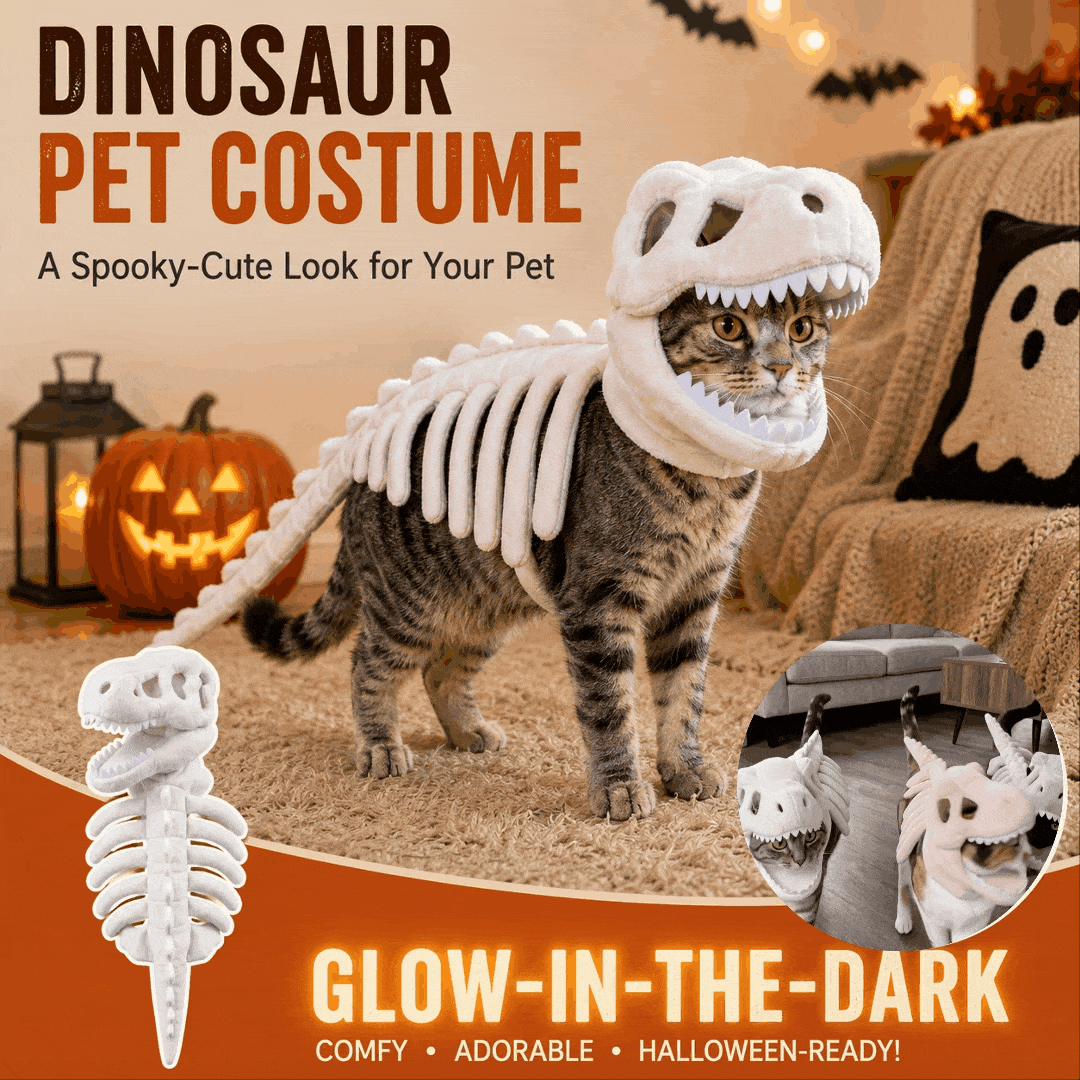 🦖 Halloween Season Sale 49% OFF– Glow-in-the-Dark Dinosaur Skeleton Pet Costume