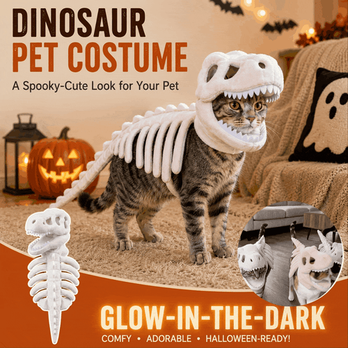 🦖 Halloween Season Sale 49% OFF– Glow-in-the-Dark Dinosaur Skeleton Pet Costume