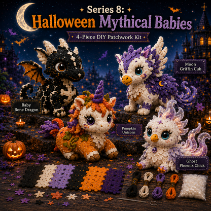🔥 50% OFF TODAY | 🎃 Halloween Friends 4-Piece DIY Patchwork Kit Collection 🧵👻