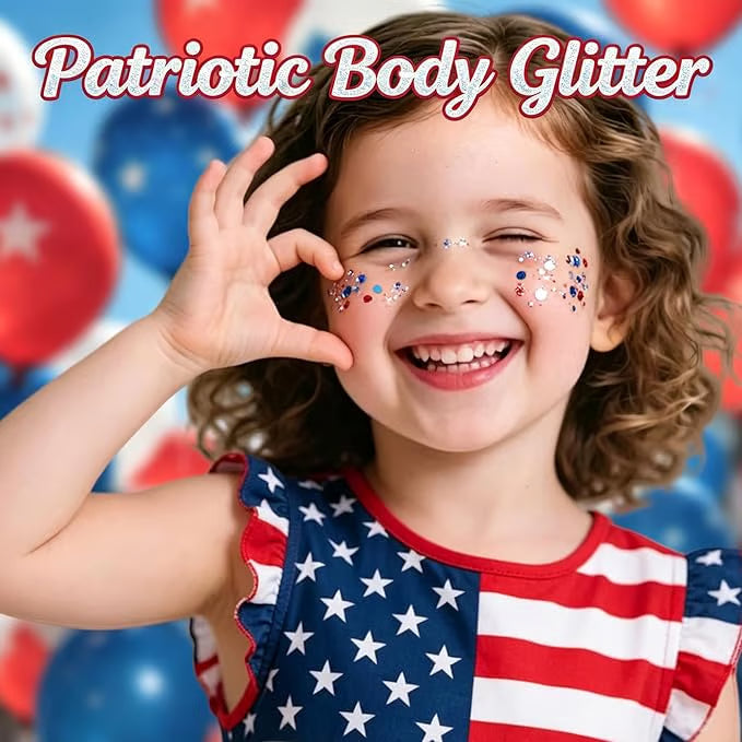 🇺🇸 Patriotic-Themed Body Glitter Sticks Waterproof Red, White & Blue Face & Hair Glitter for Parties, Celebrations & Game Day Looks ✨🎆
