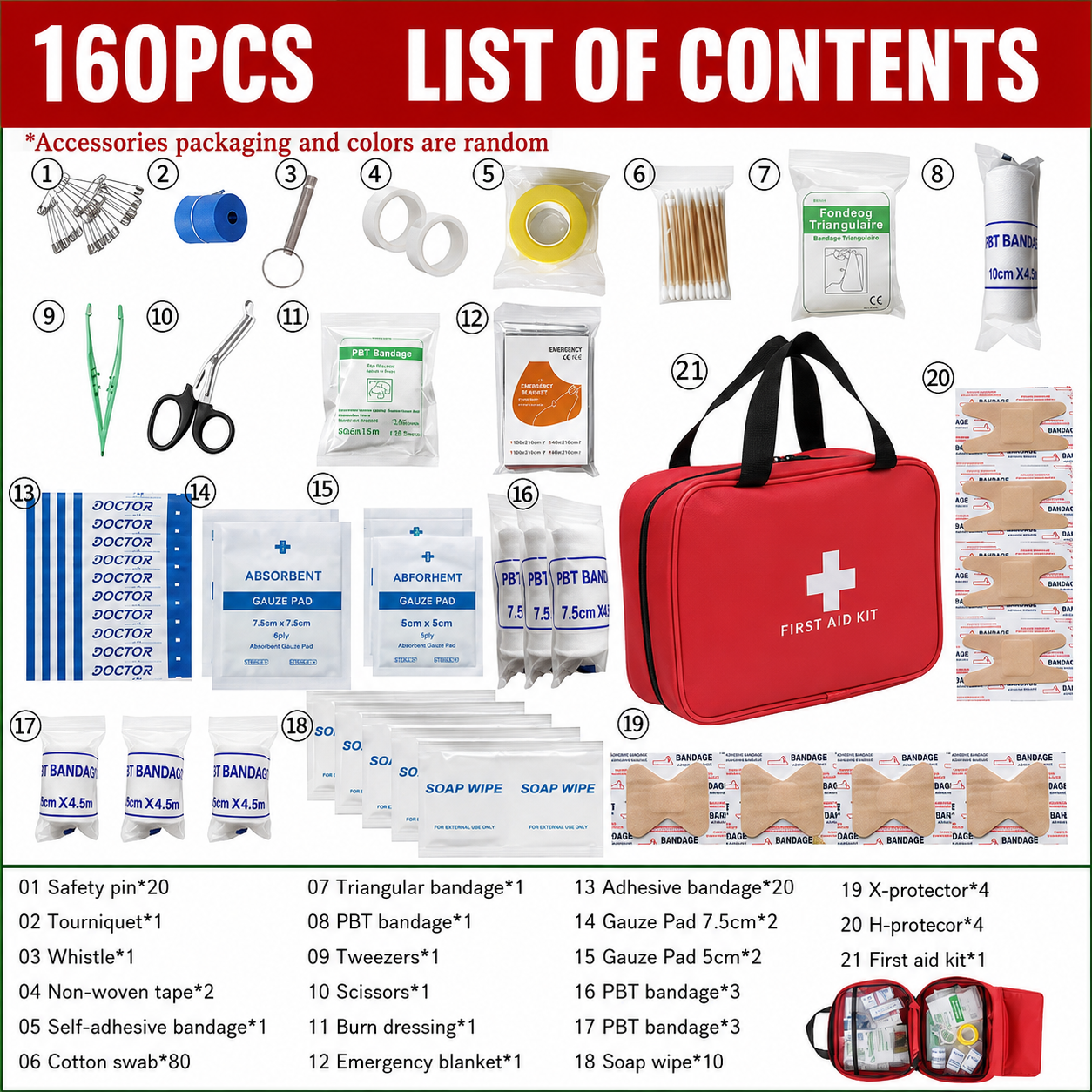 🚨First Aid Kit – High-quality, waterproof, and portable trauma first aid kit, suitable for various emergency situations