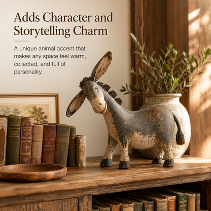 Rustic Donkey Figurine for Farmhouse Decor